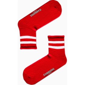 Resim Carnaval Socks Kırmızı Çift Şeritli Desenli Renkli Spor Çorap 
