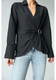 Resim Kemerli Gömlek - Siyah Siyah 
