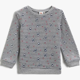 Resim Kız Bebek Tavşan Baskılı Sweatshirt Bisiklet Yaka 