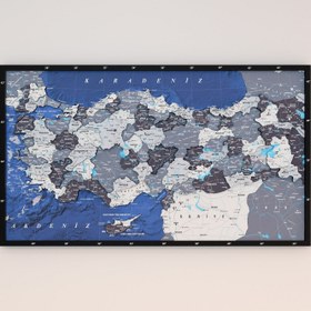Resim Renkli Baskılı Türkiye Haritası - Çerçeveli Ahşap Duvar Dekoru (Nimbus) - 100x58 cm 