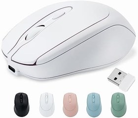 Resim Şarj Edilebilir Kablosuz Fare, Dizüstü Bilgisayar/iPad/MacBook Pro/Air için Bluetooth Fare, PC/Surface Pro/Lenovo/Samsung Masa için Sessiz Fare, Taşınabilir İnce Bilgisayar Faresi (Beyaz) 