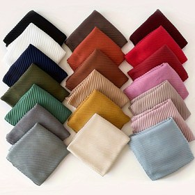 Resim 77.98 cm Düz Renkli Plise Kare Şal, Kadınlar için Yapay Pamuk-Keten Baş Sarma, Çok Amaçlı Bandana - Tüm Mevsimler İçin Şık Aksesuar 