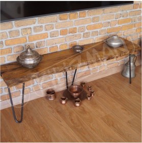 Resim Kilizmanmasif Kütük Kenarlı Dekoratif Ahşap Tv Sehpası 