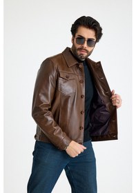 Resim Franko Armondi Jean Model Reguler Erkek Deri Ceket E24-k-899-y Fındık 