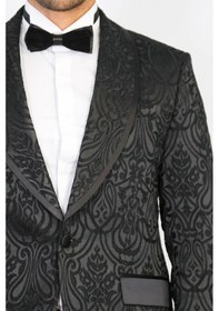 Resim Damask Desenli S Al Yaka Siyah Smokin - Wessi Siyah 