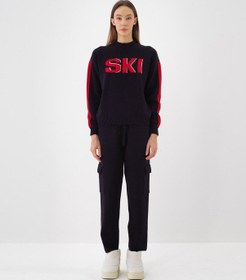 Resim Yünlü Desenli Kazak 25kb00851081 Lacivert 