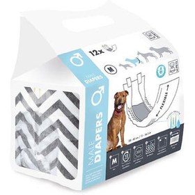 Resim M-Pets Diapers Erkek Köpek Külot Medium 12 li Paket 