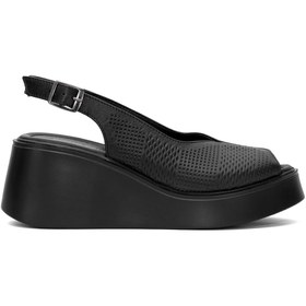 Resim Pierre Cardin PC-54587 Kadın Hakiki Deri Dolgu Topuk Sandalet Siyah 