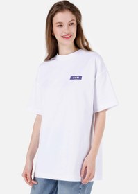 Resim Comfort Fit Yuvarlak Yaka Kadın Beyaz Kısa Kol Tişört 