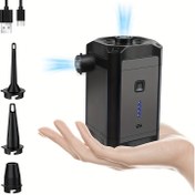 Resim 1pc Taşınabilir Elektrikli Hava Pompası, 5200mAh Şarj Edilebilir Hızlı Şişirici, Yataklar, Botlar, Yüzme Yüzükleri, Havuz Oyuncakları için - Kompakt, Hafif, Çift Hava Çıkışı, USB Şarj, Bakır & ABS Yapısı, ≤36V Çalışma Voltajı 