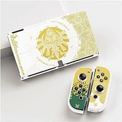 Resim Tears of The Kingdom Yerleştirilebilir Yumuşak TPU Kılıf Nintendo Switch OLED ve Joy-Con ile Uyumlu, Silikon Darbeye Dayanıklı ve Dayanıklı Koruyucu Kılıf HD Desenler (1 Adet OLED Beyaz) 