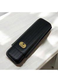 Resim Cohiba Örme Desen Deri Puro Kılıfı 2li Siyah 64ring 