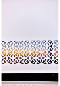 Resim Ekru Dairesel Lazer Kesim Modern Stor Güneşlik Perde 