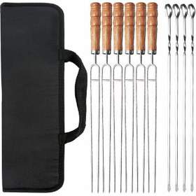 Resim Mufunye Barbekü Şişleri Paslanmaz Çelik Şiş Çubuğu Kebap Şiş Seti Yeniden Kullanılabilir Şiş Çubuğu U Barbekü Şişleri 10 Adet 