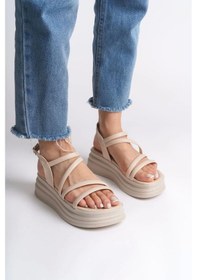 Resim Natalıe İnce Tokalı Şerit Detaylı Ortopedik Taban Kadın Sandalet Kt Krem Krem 