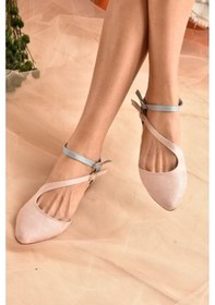 Resim Fox Shoes Pudra/Mavi Süet Kadın Babet D726016902 Mavi 