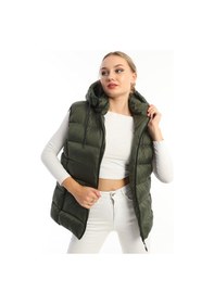 Resim Everest Kadın Silikon Dolgu Çıkartılabilen Fermuarlı Kapüşon 3 Ce Haki 