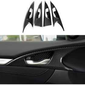 Resim Luxe Aksesuar Honda Civic 10. Nesil Fc5 (2016-2021) Iç Kapı Kolu Çerçevesi - Karbon Fiber Görünümlü 4 Parça Set 