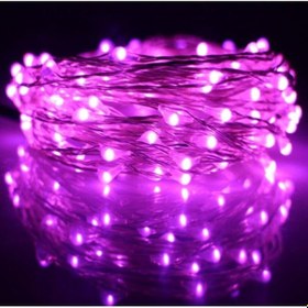 Resim Peri Led 10 Metre Pilli Mor Renk Dekoratif Aydınlatma Led Işık Mor 