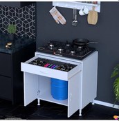 Resim Modilayn Qplas Xl Set Ocak Altı Dolap 70x88x48 Cm. Çekmeceli, Kapaklı, Raflı Ve Baharat Raflı. Beyaz 