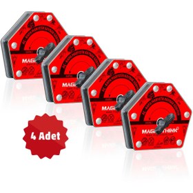 Resim Magnethink Aç Kapa 6 Açılı Temizlenebilen Güçlü Mıknatıs Tutucu Manyetik Kaynak Gönyesi - Kırmızı 