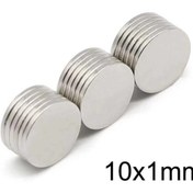 Resim 50 Adet 10x1mm Yuvarlak Neodyum Mıknatıs Güçlü Dayanıklı Magnet Nikel Kaplama 