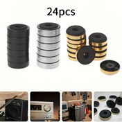 Resim 24 adet Hoparlör İzolasyon Ayakları, 40mm, Plastik Şok Emici Taban Pedleri, Braket Ayakları, Şok Emiciler, Altın, Gümüş, Siyah renklerde Ses CD AMP HiFi Subwoofer Tamiri için Uygun 