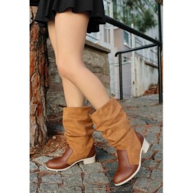 Resim Shoegar Jolin Taba Cilt Süet Detaylı Çizme 