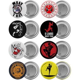 Resim Muaythai Sporu Çanta Rozeti Seti 8 Adet En Büyük Boy 5.8Cm Iğneli 