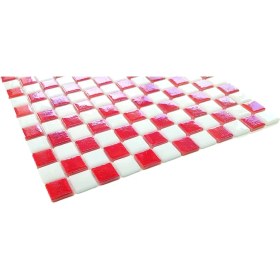 Resim Mutfak Tezgah Arası, Havuz, Banyo, Sauna, Spa, Iç ve Dış Dekorasyonda Tüm Yüzeyler Için, 25X25mm. Milli Takımlar - Damalı, 31.5X31.5CM. Fileli Cam Mozaik. (10 File Karo = 1 M2 Fiyatıdır ) 