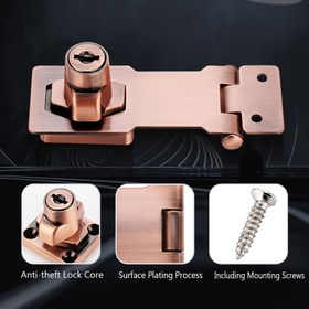 Resim 2 adet Bakır Rengi Metal Güvenlik Kilitleri, 6.35cm - Hırsızlık Karşıtı Çekirdek, 2 Anahtar & Montaj Vidaları Dahil, Kolay Kurulum - Kapılar, Dolaplar, Posta Kutuları, Çekmeceler, Ev Kapı Kilitleri İçin Mükemmel 