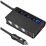 Resim Reedark 180w Araç Şarj Cihazı - 4 Usb Qc3.0 Dahil 12-24v, Led Voltmetre Ve Sigara Ateşleyici Fonksiyonu Siyah 