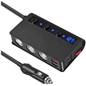 Resim Reedark 180w Araç Şarj Cihazı - 4 Usb Qc3.0 Dahil 12-24v, Led Voltmetre Ve Sigara Ateşleyici Fonksiyonu Siyah 