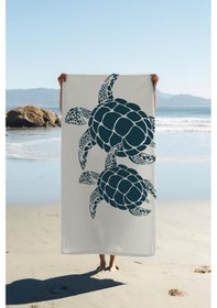Resim Dijital Baskı Plaj Deniz Havlusu Kaplumbağa Desenli Peştamal Hvl0128 Renkli 