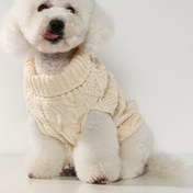 Resim UF Bemo Her Mevsim Örgü Akrilik Köpek Kazak - Kedi ve Küçük ila Orta Boy Cins Köpekler için Kablo Desenli Şık Sıcak Kazak - 1 Parça Kayısı 