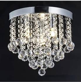 Resim Akasya Büyük Krom Kristal Taşlı Salon Avizesi Krom 