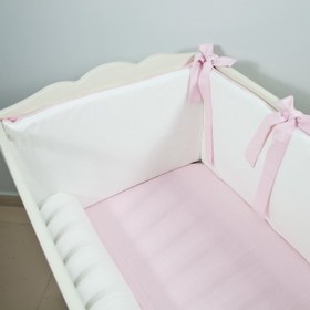 Resim Ekru - Pembe Bumper | Beşik Yan Koruma - Düz Bumper / 80x140 