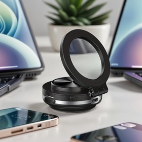 Resim Yeni elektrikli vantuzlu manyetik cep telefonu tutucu araba spor salonu manyetik vantuz açısı ayarlanabilir 360° dönebilen otomatik vakum emme kompakt ultra hafif taşınabilir evrensel braket 