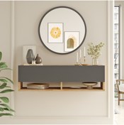 Resim L'occi Concept Simon 100 Cm Raflı Kapaklı Aynalı Dresuar Antre Hol Çam-antrasit Gri 