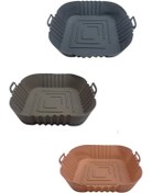 Resim Buffer ® Yıkanılabilir Silikon Fırın Ve Airfryer Kare Model Pişirme Matı Pembe, Vizon Ve Gri 20cm 