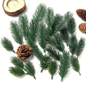 Resim 50 adet 8cm/9cm/11.5cm Boyutlarında Şenlikli Yapay Çam İğneleri - Canlı Yeşil, Plastik Noel Dekor Dalları DIY Çelenkler & Girlandlar İçin, Tatil Ev Dekorasyonu İçin Mükemmel 