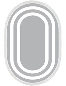 Resim Alanur Home Eko Trend Djt Yıkanabilir Kaymaz Taban Oval 3 Lü Yatak Odası Takımı 2229m Bordürlü Gri Beyaz 