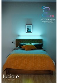Resim Yatak Tv Üstü Led Abajur Işık Uzaktan Kumandalı 16 Renk 4 Animasyon Yapışkanlı Bed.lightma 