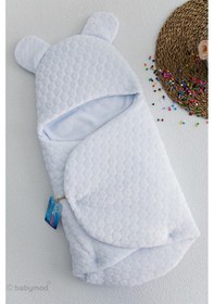 Resim Kabartmalı Velboa Erkek Bebek Kundak Mavi 