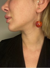 Resim Venüs Accessory Kiraz Model Kurutulmuş Çiçekli Çelik Küpe 