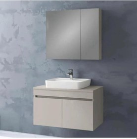 Resim Denko Etna 80 cm MDF Kül Gri Banyo Dolabı Takımı Gri 