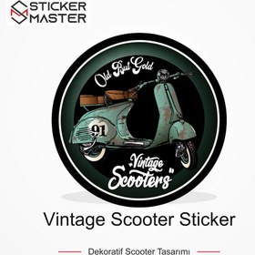 Resim Vespa Uyumlu Vintage Scooter Sticker - 2 Adet 