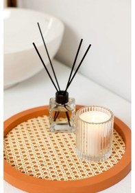 Resim Rattan Hazeran Yuvarlak Tepsi Cappuccino %100 Doğal Hazeran M030 