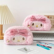Resim For My Melody Flanel Kalemlik İçin - Sevimli, Büyük Kapasiteli Karikatür Kalem Tutucu, Yay Tasarımı ile, Kırtasiye Düzenleme için İdeal, Kırtasiye Düzenleyici | Oyuncu Tasarım | Yumuşak Dokulu 