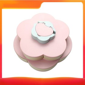 Resim Tenfowee Çift Katmanlı Döner Çiçek Desenli Pratik Atıştırmalık Saklama Kutusu - Telefon Tutuculu, Kaymaz Tabanlı, Pembe Pembe 